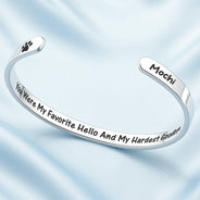 Pet Lovers,Pet Mom,Pet Dad,Memorial,Sad - Pet Loss Once By My Side Forever In My Heart - Personalized Bangle Bracelet Cuff