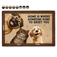 Pet Lovers,Pet Mom,Dog Lovers,Happy - Pet Lovers Where Someone Runs To Greet You - Personalized Doormat