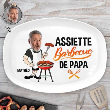 Photo Personnalisable Assiette Barbecue De Papa - Assiette Personnalisée
