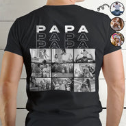 Gift For Husband,Parents,Gift For Yourself,Gift For Men,Gift For Grandpa,Gift For Father,Love,French,Gift For Grandparents,Non-Eng,Photo,Sentimental - Photo Personnalisable En Noir Et Blanc Pour Papa Grand-Père - T-Shirt Personnalisé