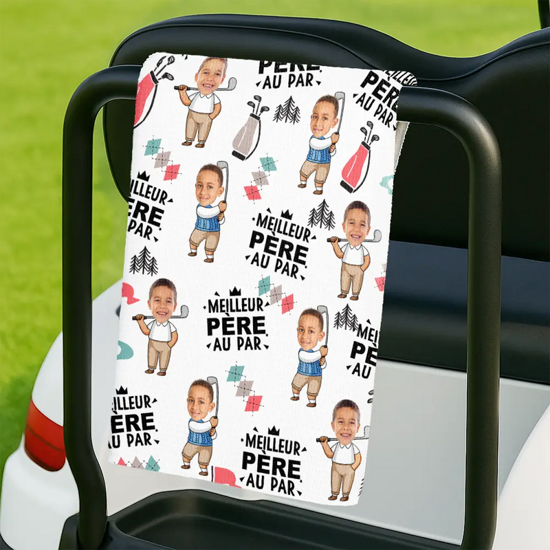 Photo Personnalisable Meilleur Papa Au Par - Serviette De Golf Personnalisée
