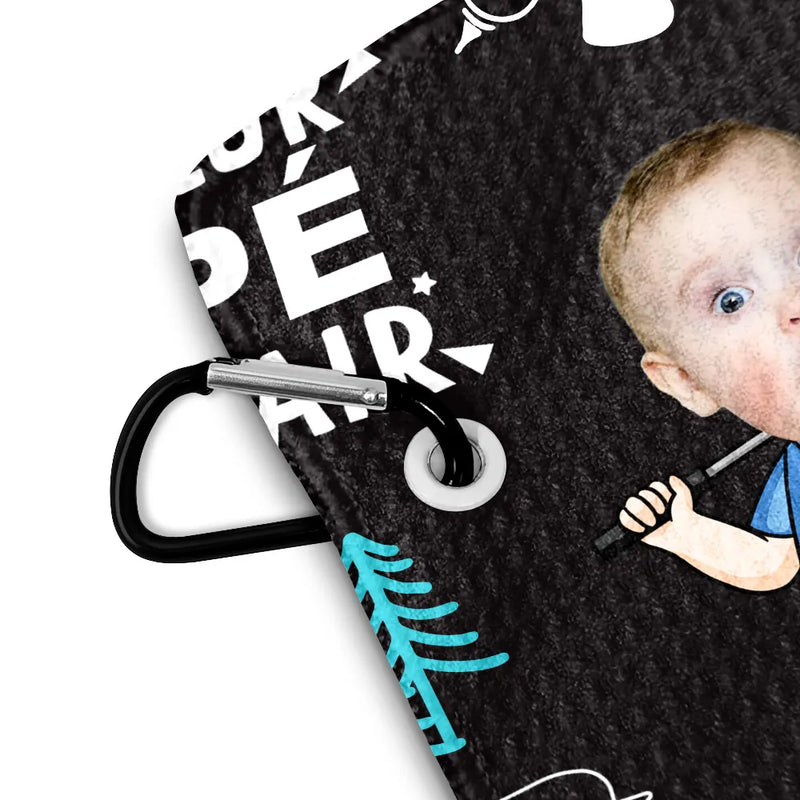 French,Gift For Father,Gift For Grandpa,Happy,Custom Photo,Non-Eng,Sport Dad - Photo Personnalisée Meilleur Papa Par Pair Petit Farceur - Serviette De Golf Personnalisée