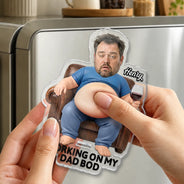 Gift For Couples,Gift For Husband,Gift For Boyfriend,Gift For Men,Gift For Father,Non-Eng,Vector,Humorous - Custom Photo Poke Dad Bod Belly - Personalized Squishy Acrylic Fridge Magnet