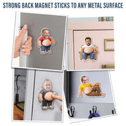 Gift For Couples,Gift For Husband,Gift For Boyfriend,Gift For Men,Gift For Father,Non-Eng,Vector,Humorous - Custom Photo Poke Dad Bod Belly - Personalized Squishy Acrylic Fridge Magnet