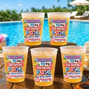 Playful, Family, Summer, Poolside, Outdoor Decor, Custom Text - Pool Party Relax And Play - Personalized Frosted Cups