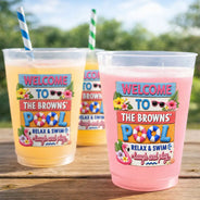 Playful, Family, Summer, Poolside, Outdoor Decor, Custom Text - Pool Party Relax And Play - Personalized Frosted Cups