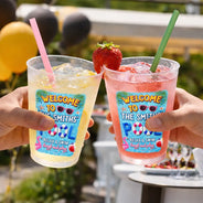 Playful, Family, Summer, Poolside, Outdoor Decor, Custom Text - Pool Party Relax Swim Laugh And Play - Personalized Frosted Cups