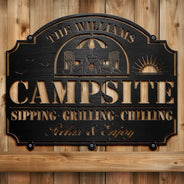 Poolside,Patio,Family - Pool & Patio Sipping Chilling - Personalized Cutout Metal Sign