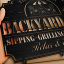 Poolside,Patio,Family - Pool & Patio Sipping Chilling - Personalized Cutout Metal Sign