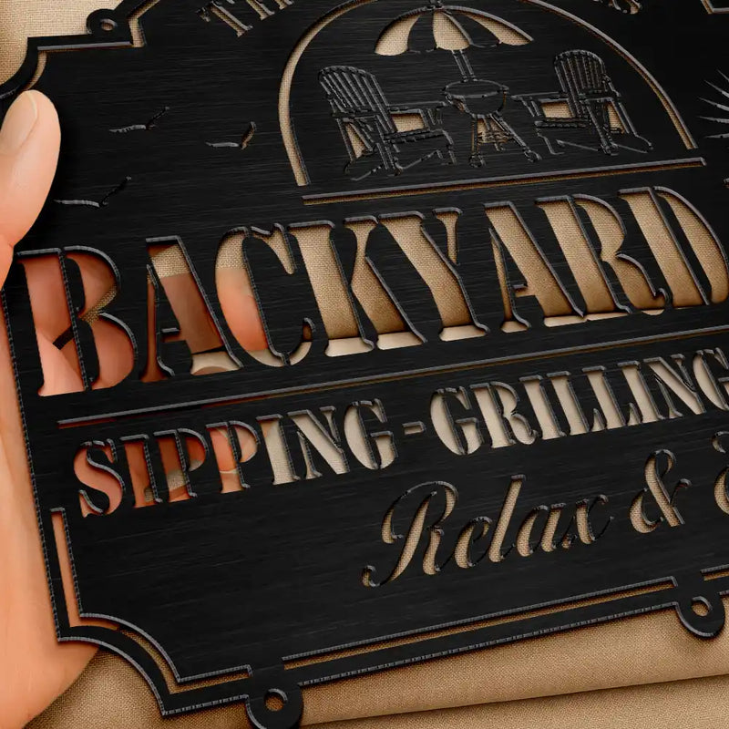Poolside,Patio,Family - Pool & Patio Sipping Chilling - Personalized Cutout Metal Sign