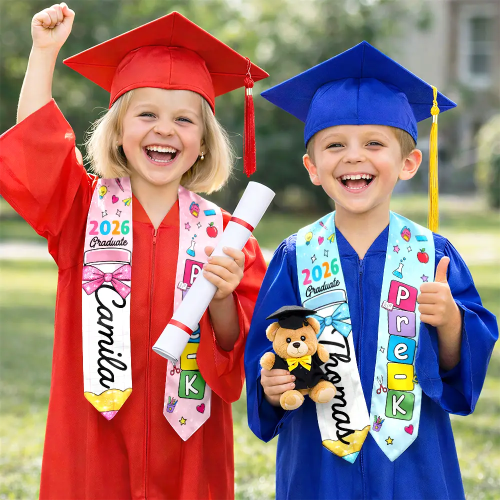 Graduation,Gift For Kids,Gift For Daughter,Adorable - Pre-K Preschool Kindergarten Graduate - Personalized Kid Graduation Stole