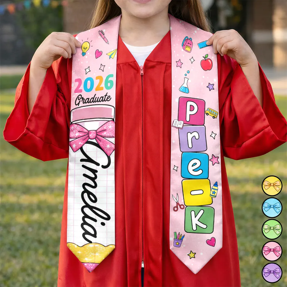 Graduation,Gift For Kids,Gift For Daughter,Adorable - Pre-K Preschool Kindergarten Graduate - Personalized Kid Graduation Stole