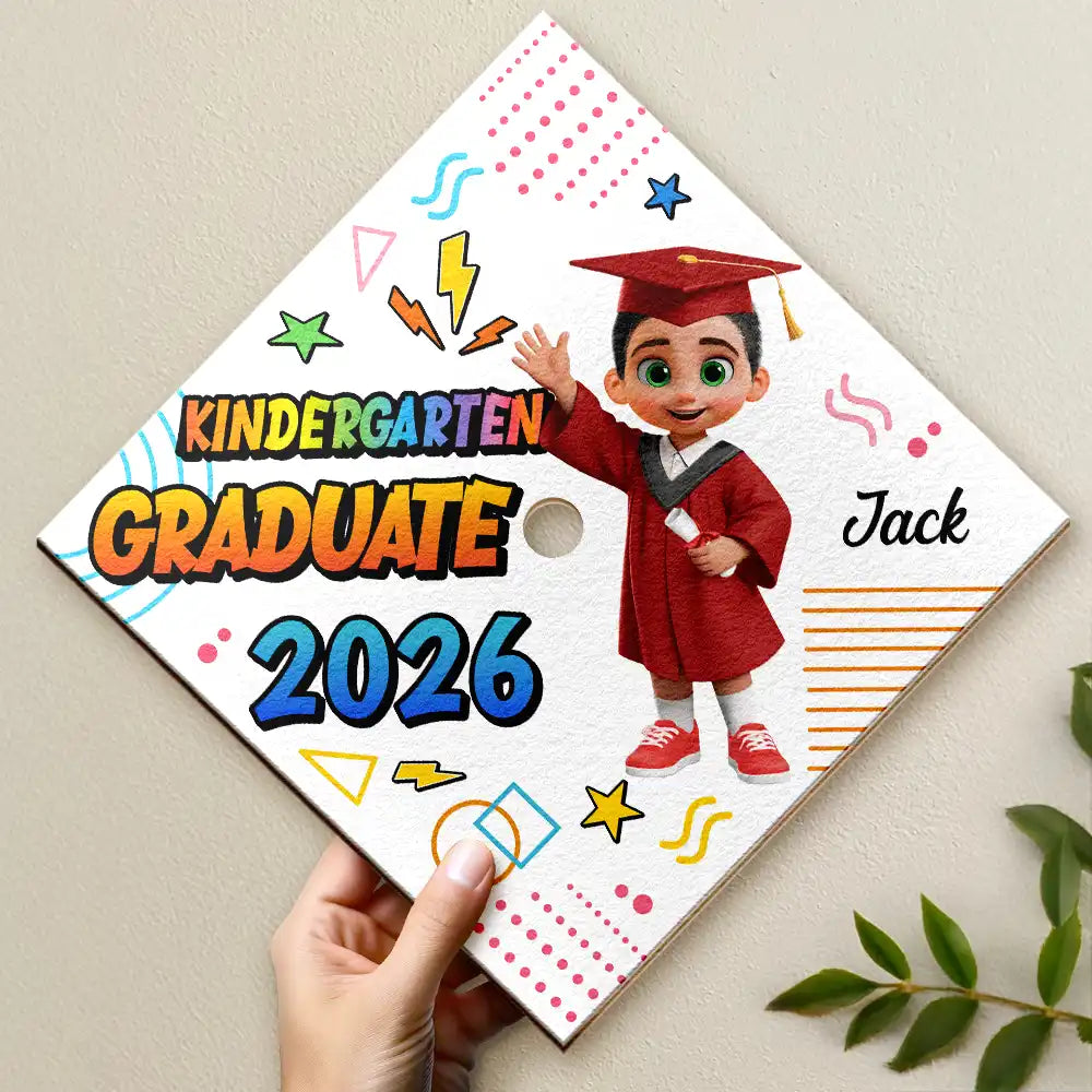 Gift For Kids,Gift For Grandkids,Grandpa - Grandkids,Grandma - Grandkids,Graduation,Happy - Preschool Kindergarten Graduation - Personalized Graduation Cap Topper