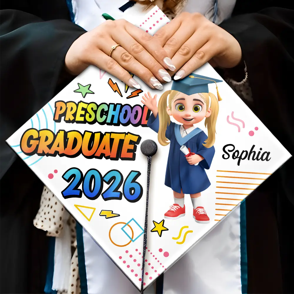 Gift For Kids,Gift For Grandkids,Grandpa - Grandkids,Grandma - Grandkids,Graduation,Happy - Preschool Kindergarten Graduation - Personalized Graduation Cap Topper