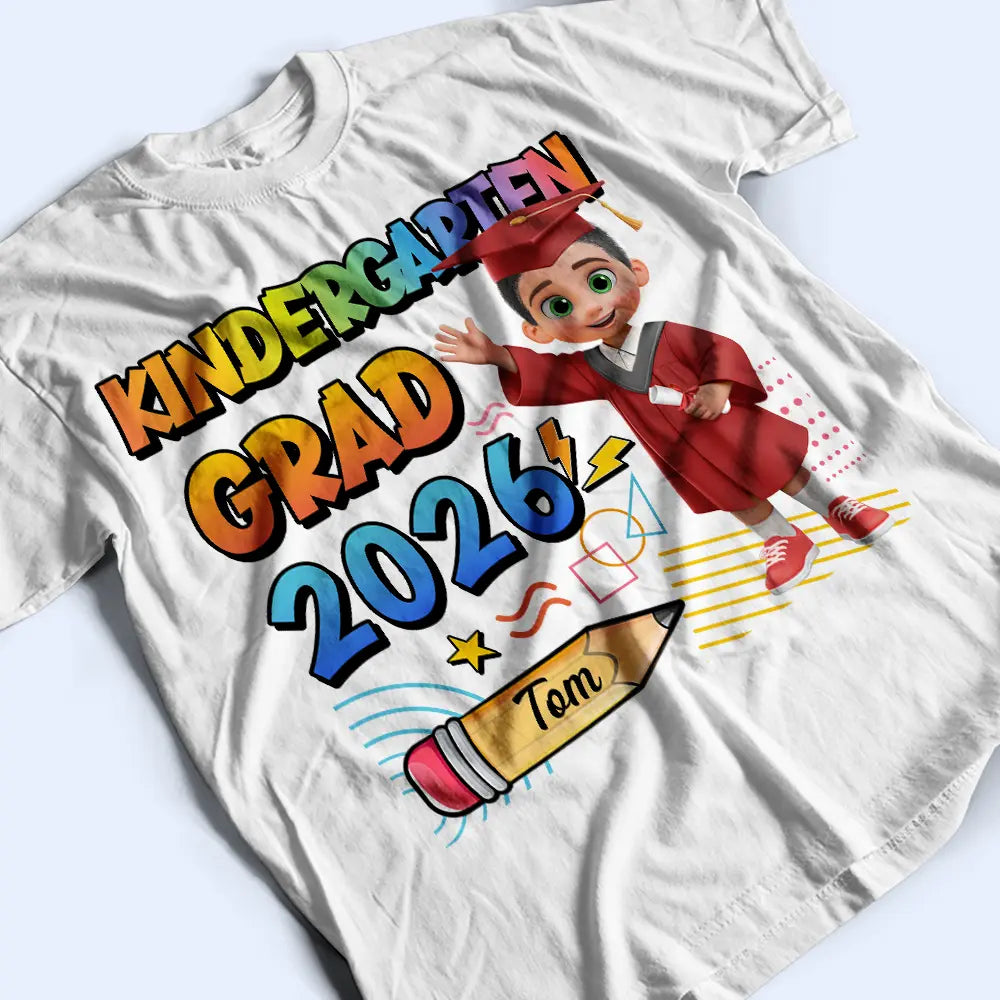 Gift For Kids,Gift For Grandkids,Grandpa - Grandkids,Grandma - Grandkids,Graduation,Happy - Preschool Kindergarten Graduation - Personalized T Shirt