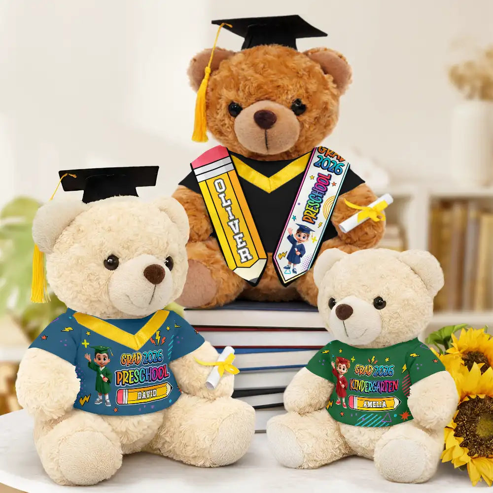 Gift For Kids,Gift For Grandkids,Grandma - Grandkids,Grandpa - Grandkids,Happy,Graduation - Preschool Kindergarten Graduation - Personalized Teddy Bear
