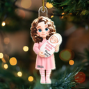 Adorable,New Mom,Christmas,Gift For Mother,Vector - Promoted To Big Sister Big Brother New Siblings Gift - Personalized Custom Shaped Acrylic Ornament