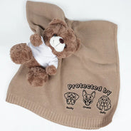 New Dad, New baby, New Mom, Love, Pet Lovers, Dog Lovers - Protected By Dogs - Personalized Embroidered Knitted Baby Blanket