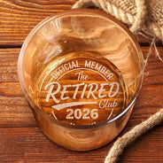 Retirement,Gift For Men,Gift For Father,Gift For Grandpa,Non-Eng,Custom Text,Humorous - Proud Member Of The Retired Club - Personalized Engraved Whiskey Glass