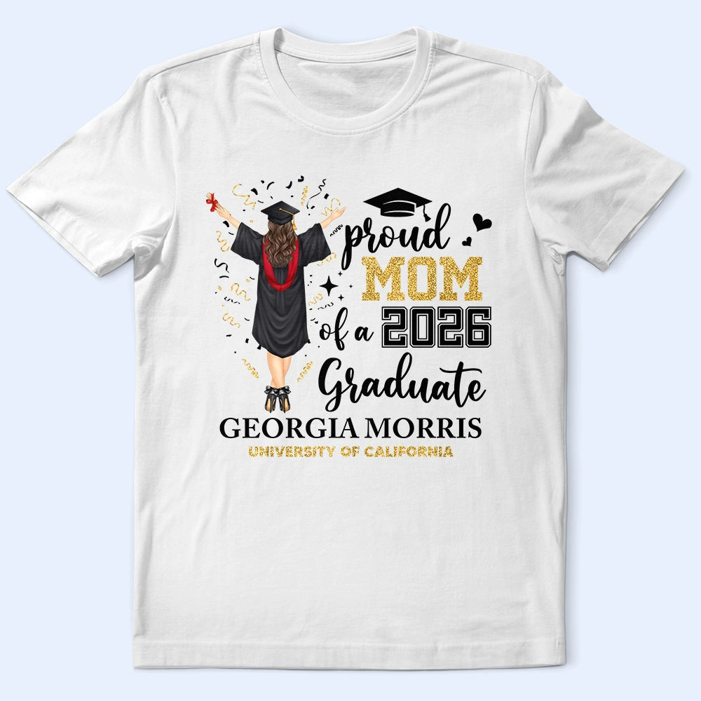 Graduation,Gift For Mother,Gift For Father - Proud Mom Dad Of A Class Graduate University College - Personalized T Shirt