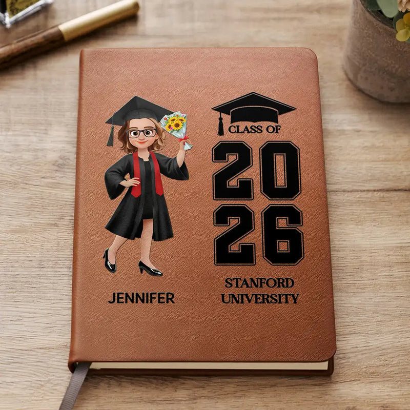 Happy,Family,Gift For Yourself,Gift For Daughter,Gift For Son,Gift For Sisters,Gift For Brothers,Gift For Bestie,Gift For Sibling,Graduation - Proud Senior Graduate - Personalized Leather Journal