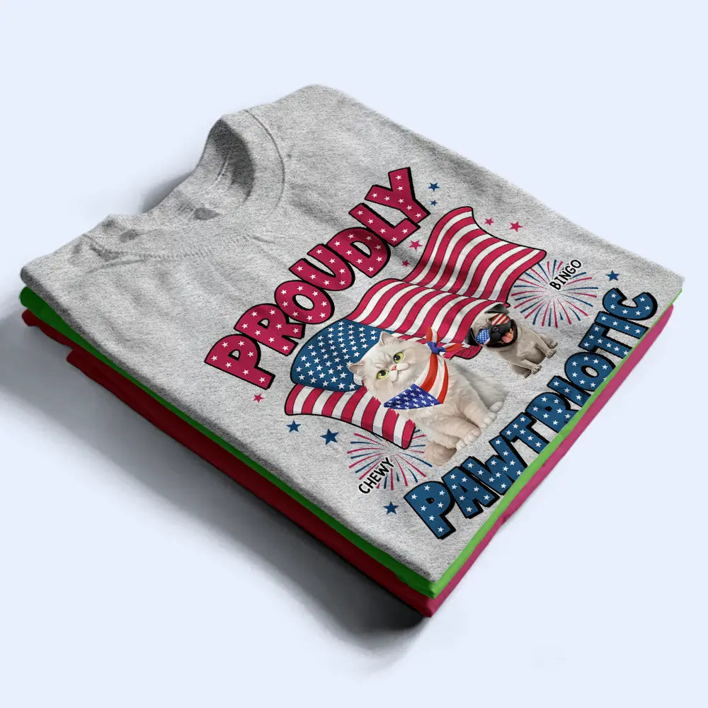 Funny,Cat Lovers,Pet Lovers,Independence Day,America 250th,Dog Lovers - Proudly Pawtriotic 250 Years Of Freedom Cat Dog - Personalized T Shirt