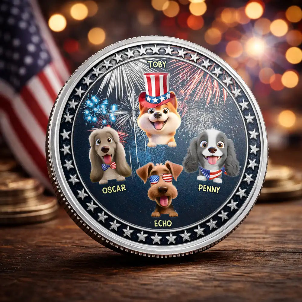 America 250th, Independence Day, Pet Lovers - Proudly Pawtriotic 250 Years Of Freedom Dog Cat - Personalized Commemorative Keepsake Coin