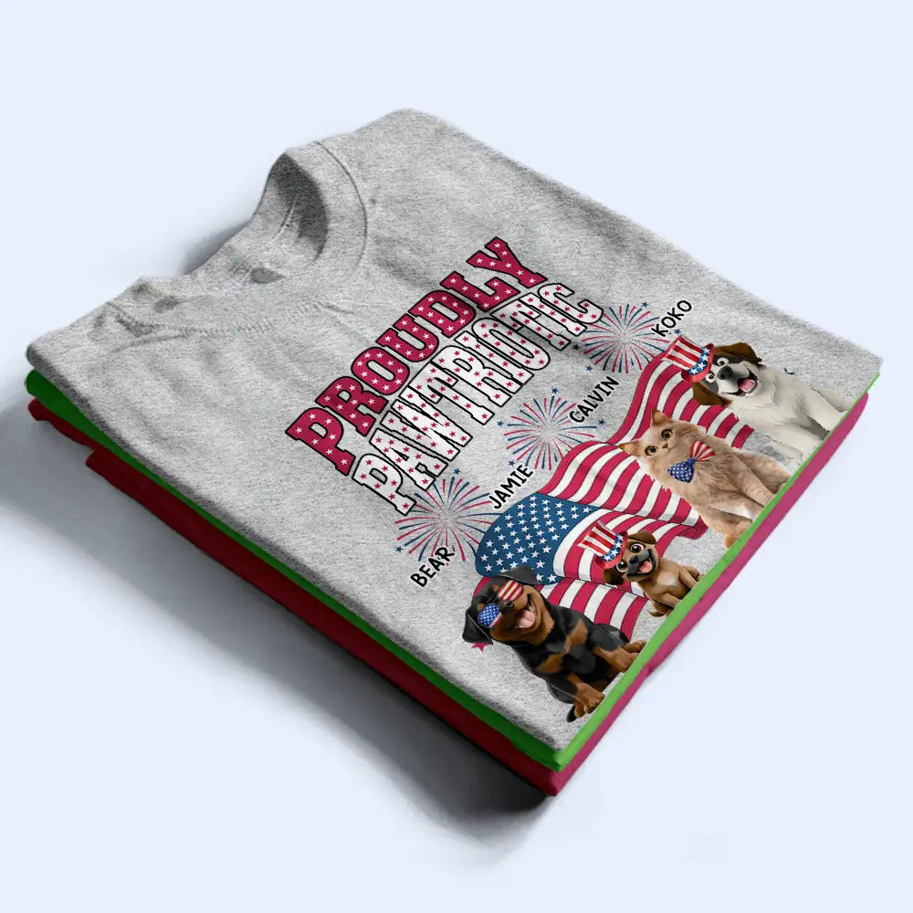 America 250th,Independence Day,Happy,Dog Lovers,Pet Lovers,Cat Lovers - Proudly Pawtriotic 250 Years Of Freedom Dog Cat - Personalized T Shirt