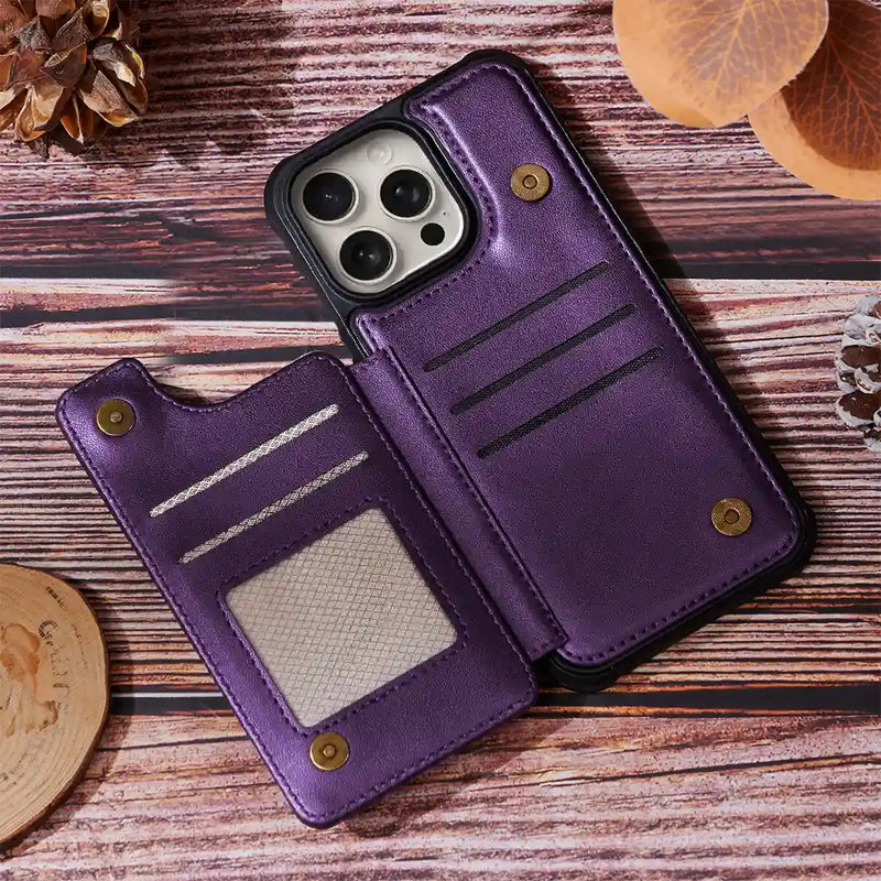 Gift For Grandpa, Gift For Grandma, Gift For Grandparents, Gift For Mother, Gift For Father, Happy, Stick Figure - This Grandma Grandpa Belongs To Kids Pet - Personalized Leather Flip Wallet Phone Case