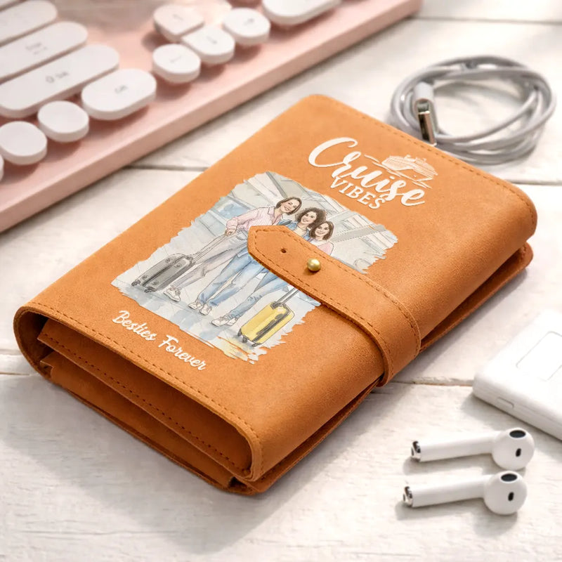 Gift For Yourself,Gift For Women,Gift For Wife,Travel,Summer,Gift For Husband,Gift For Boyfriend,Gift For Men,Custom Photo,Funny,Gift For Girlfriend,Non-Eng,Photo - Watercolor (remove BG),Vector - Custom Photo Realistic Watercolor Art Cruise Vibes - Personalized Leather Cable Bag