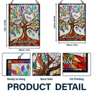 Family,Gift For Mother,Gift For Father,Gift For Grandma,Gift For Grandpa,Grandma - Grandkids,Grandpa - Grandkids,Icon,Grateful - Family Unbreakable Bond Tree Of Life - Personalized Vertical Stained Glass Suncatcher