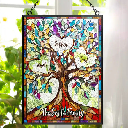 Family Unbreakable Bond Tree Of Life - Personalized Vertical Stained Glass Suncatcher