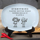 Gift For Father,Gift For Grandpa,Grilling,Non-Eng,Icon,Humorous - Everything Tastes Better When Grandpa Daddy Grills It - Personalized Plate