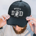 Gift For Father,Gift For Mother,Pet Lovers,Pet Mom,Pet Dad,Dog Lovers,Dog Mom,Dog Dad,Cat Lovers,Cat Mom,Cat Dad,Non-Eng,Photo - Pencil Sketch (Dark BG),Adorable - Custom Photo White Pencil Sketch Art New Mom New Dad Est Portrait - Personalized Vintage Washed Denim Cap