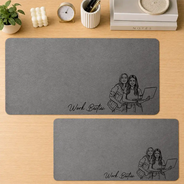 Custom Photo,Gifts For Colleagues,Gift For Bestie,Photo - Pencil Sketch (Bold),Humorous - Custom Photo Bold Sketch The Reason I Don't Punch People At Work - Personalized Leather Desk Mat