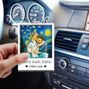 Gift For Father,Gift For Grandpa,Non-Eng,Photo - Starry Night,Adorable - Custom Photo Starry Night Drive Safe Daddy I Love You - Personalized Custom Shaped Acrylic Car Visor Clip