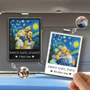 Gift For Father,Gift For Grandpa,Non-Eng,Photo - Starry Night,Adorable - Custom Photo Starry Night Drive Safe Daddy I Love You - Personalized Custom Shaped Acrylic Car Visor Clip