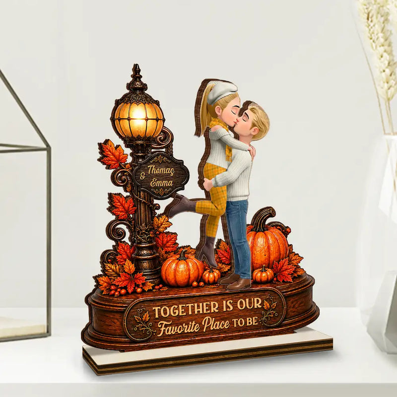 Indoor Decor, Romantic, Gift For Couples, Vector - Autumn Flannel Standing Couple You And Me We Got This - Personalized Custom Shaped Wooden Plaque