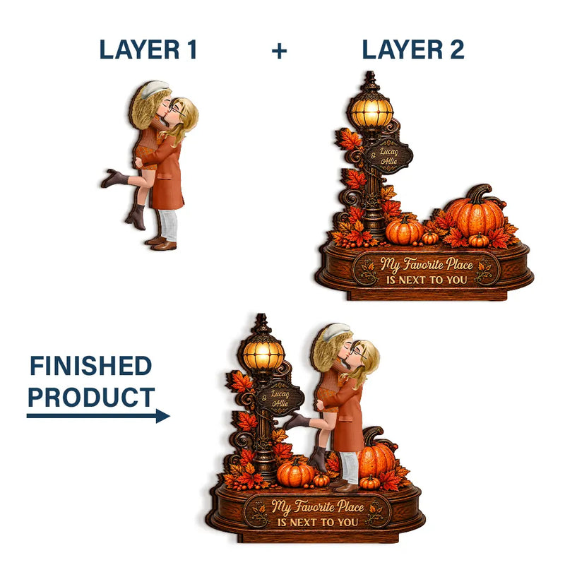 Indoor Decor, Romantic, Gift For Couples, Vector - Autumn Flannel Standing Couple You And Me We Got This - Personalized Custom Shaped Wooden Plaque