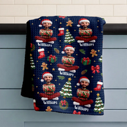 Art Design,Christmas,Custom Photo,Family,Happy,Photo - Christmas Accessories 3D Human - Christmas Kitchen Decor Gift For Mom Grandma - Personalized Custom Photo Cartoon Family Kitchen Towel