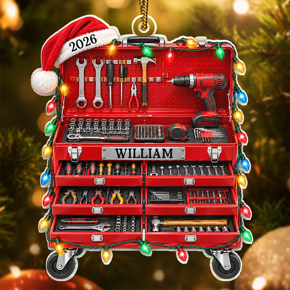 Christmas Gift For Mechanic Husband Dad - Personalized Tool Box Acrylic Ornament