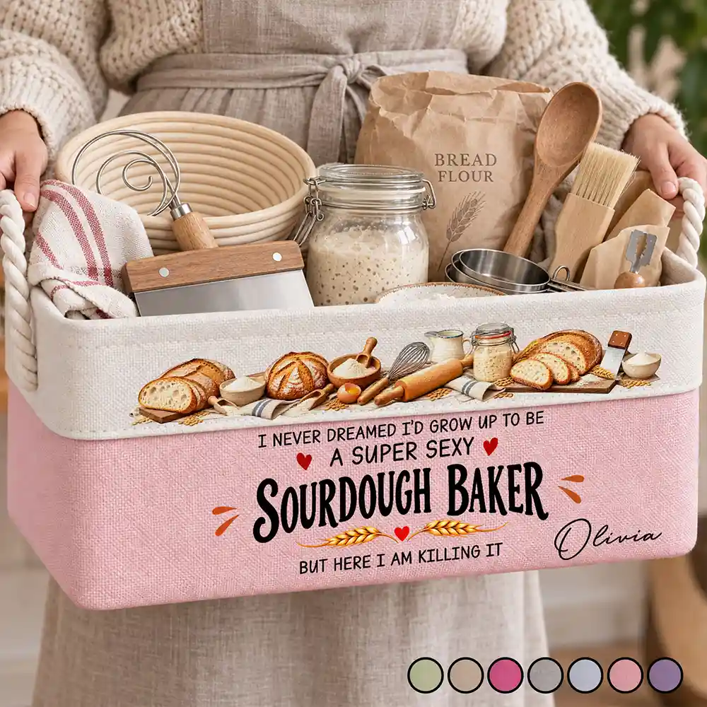 Baking,Christmas,Custom Text,Gift For Women,Gift For Yourself,Gifts For Her,Humorous - Gift For Sourdough Bakers Mom Wife - Personalized Name Super Sexy Sourdough Baker Storage Basket
