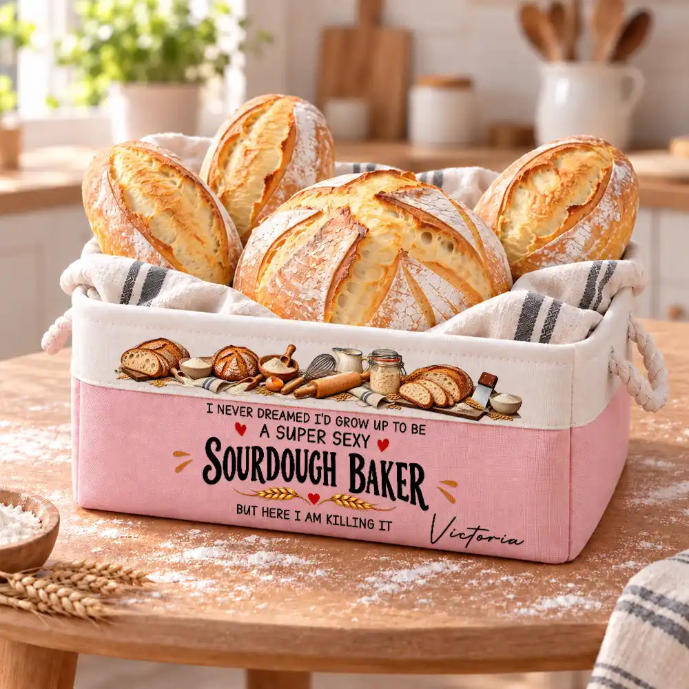 Baking,Christmas,Custom Text,Gift For Women,Gift For Yourself,Gifts For Her,Humorous - Gift For Sourdough Bakers Mom Wife - Personalized Name Super Sexy Sourdough Baker Storage Basket