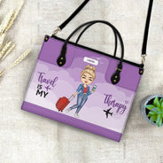 Just A Girl Who Loves Traveling - Gift For Her, Family, Vacation Lovers - Personalized Leather Bag