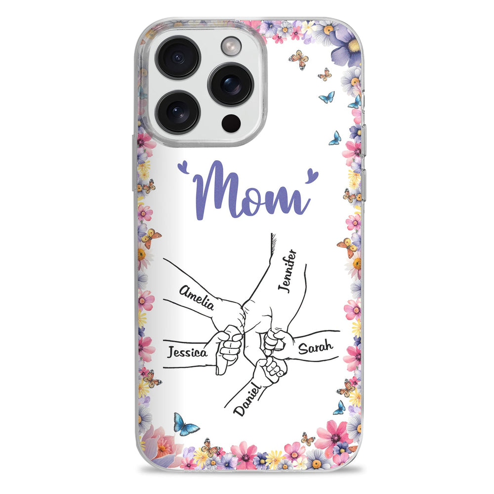 Mom Grandma Kids Hand In Hand - Gift For Mother, Grandmother - Personalized Clear Phone Case