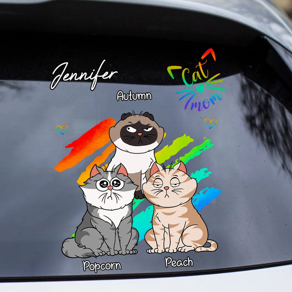 Cat Mom Cat Dad - Personalized Decor Decal