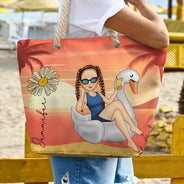 Beach Girl Birth Flowers - Personalized Beach Bag
