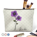 Birth Flower For Women - Personalized Cosmetic Bag