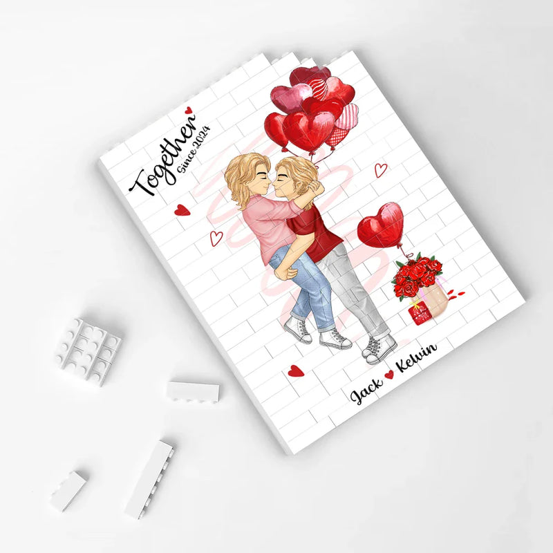 Together Since Couples - Personalized Vertical Rectangle Building Brick Blocks