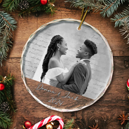 Custom Photo Anniversary Couples - Personalized Circle Glass Ornament